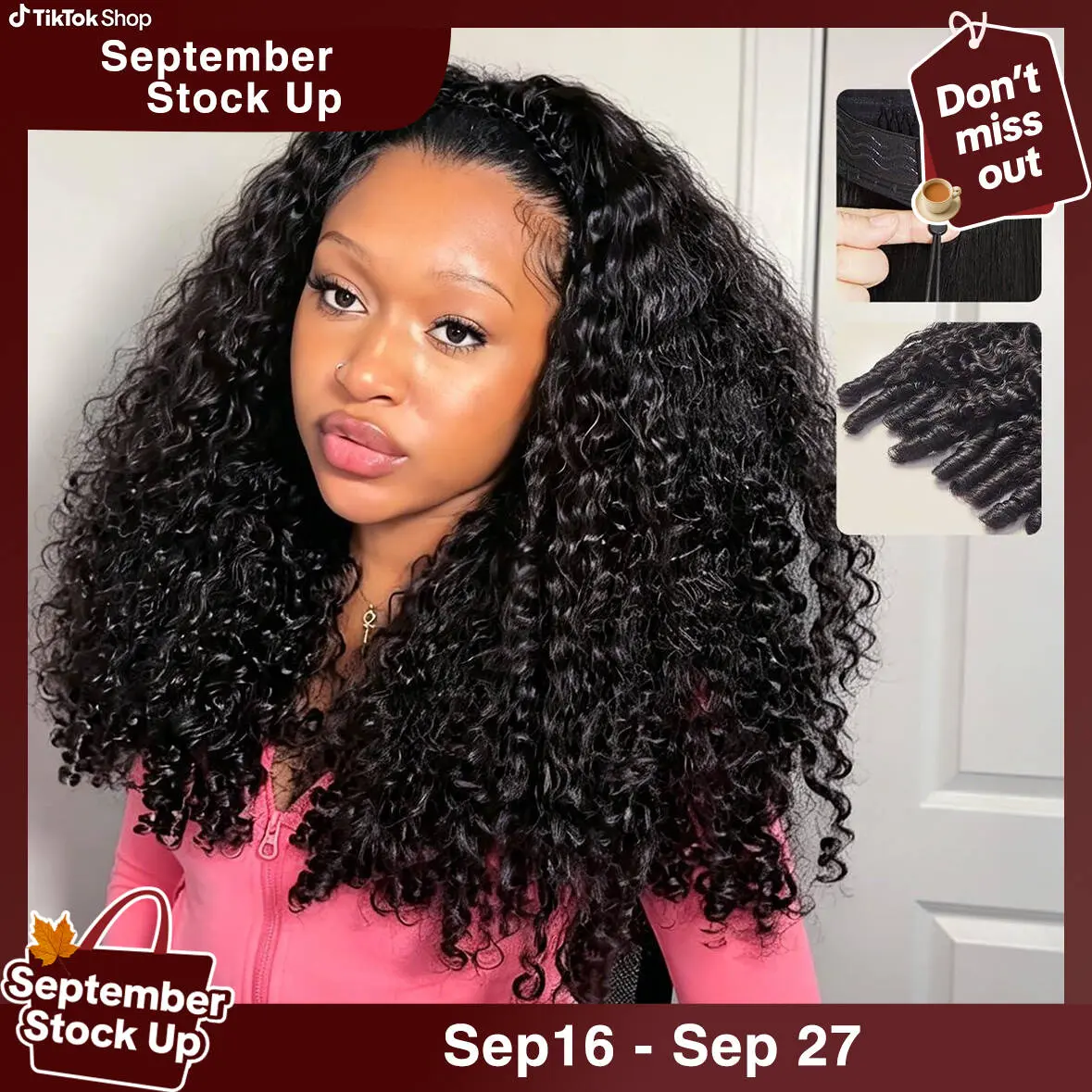 [26 inch only $119] Afterblack Burmese Curly Glueless Half Wig For Women Seamless Flip Over Drawstring Wig Wear Go Half Wig Invisible Hairline Glueless Curly Human Hair Beginner Friendly #tiktokshopstockup #SohoChic