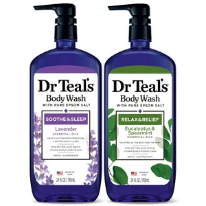 (A)Dr Teal’s Epsom Salt Body Wash – Soothing Lavender & Refreshing Eucalyptus, 24 fl oz Each (2-Pack)