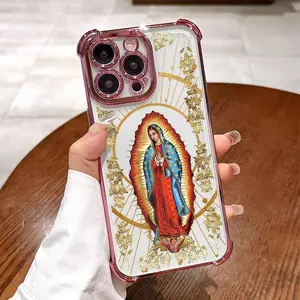 Virgin Mary Santa Guadalupe Virgen Maria Design Protective Cellphone Casing, Electroplated Airbag Corners Shockproof Slim Soft TPU Cover, Durable Tech Accessories for iPhone X,11,12,13,14,15,16,17 Pro Max Plus