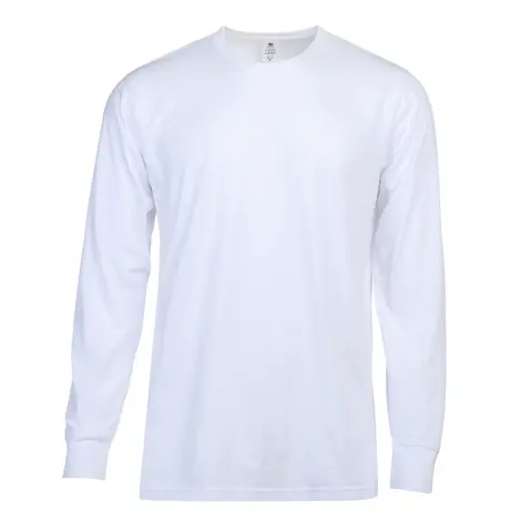 Men's Cotton Long Sleeve T-Shirt - Plain Traditional Round Neck, Ribbed Cuff Hold, Foldable, Regular Fit, Big & Tall (S-3XL), Breathable Casual Streetwear Top for Workout