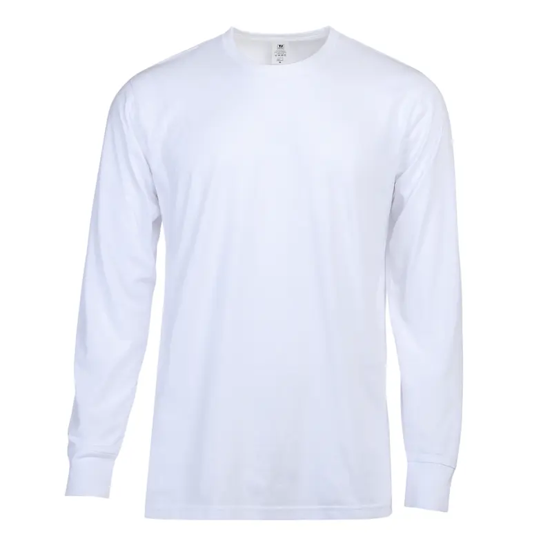 Men's Cotton Long Sleeve T-Shirt - Plain Traditional Round Neck, Ribbed Cuff Hold, Foldable, Regular Fit, Big & Tall (S-3XL), Breathable Casual Streetwear Top for Workout
