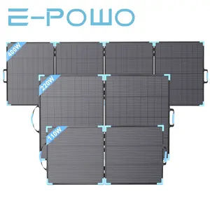 E-POWO Bifacial Solar Panel 110W 220W 400W Compatible with EcoFlow Jackery Bluetti ALLPOWERS Anker, Foldable Solar Charger with 23.5% Efficiency, Dual-Sided Output for RV Camping Emergency Backup Monocrystalline