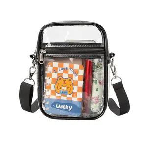 Transparent PVC Cosmetic Bag, Clear Stadium Crossbody Bag, Outdoor Shoulder Bag, Sporty Detachable Storage Pouch
