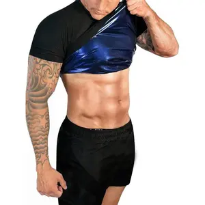Men's Solid Sauna Tee, Casual Comfy Breathable Sauna Top for Workout Sports, Men's Sportswear for All Seasons, Workout Clothes, Workout Tops