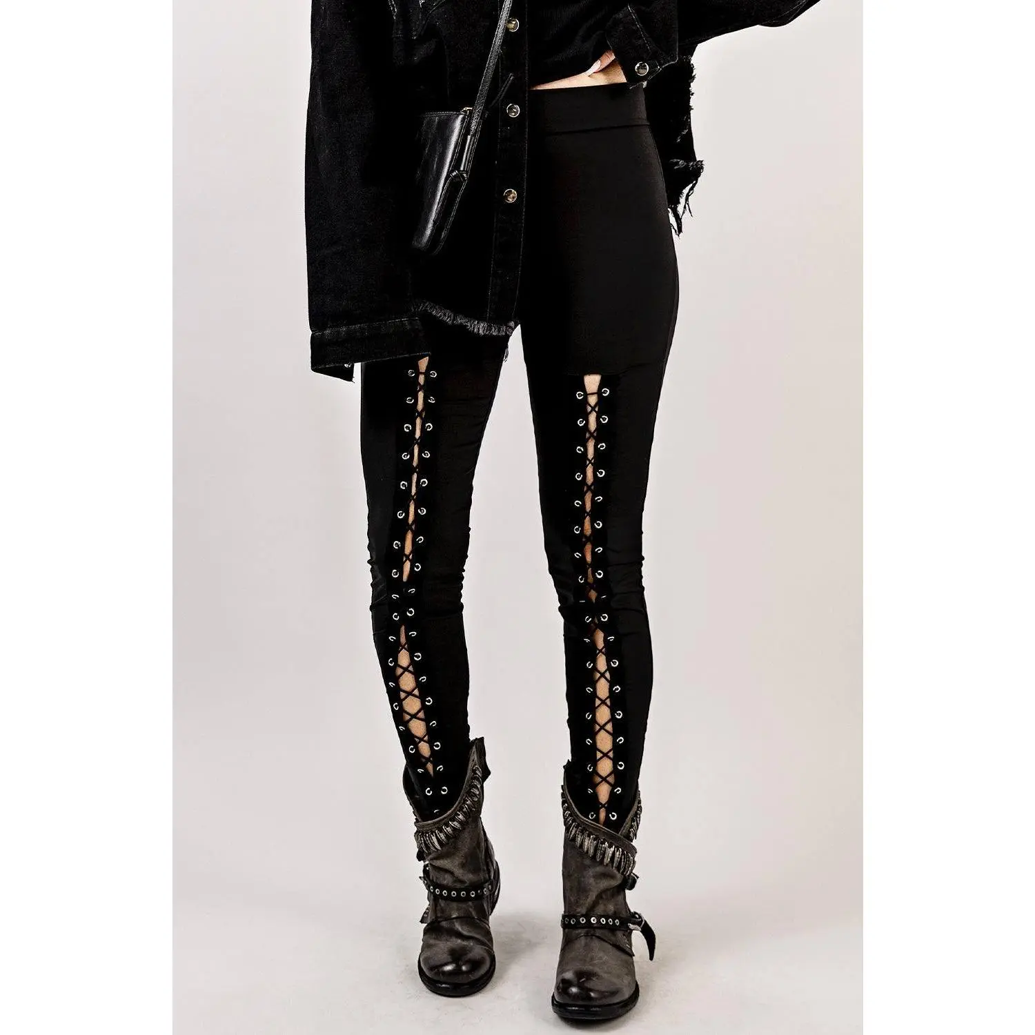 Grommet Lace Up Leggings