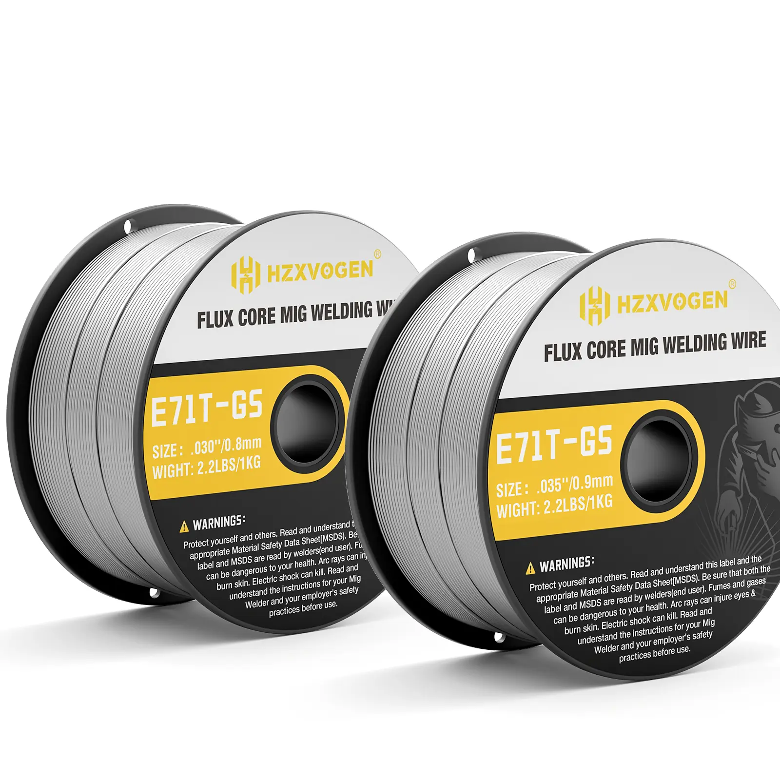 HZXVOGEN Gasless MIG Welding Wire, .030 & .035 E71T-GS Low Splatter Mild Carbon Steel Wire, 2-lb Spool (2 Pack) for Welding Accessories
