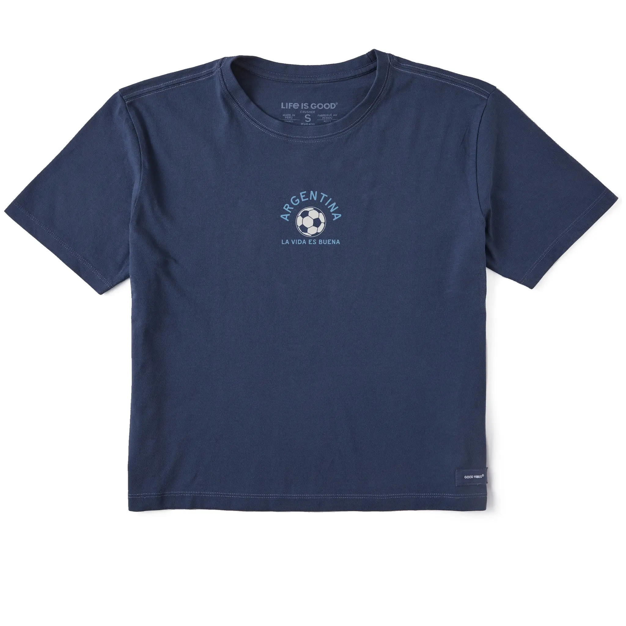 Women's Argentina Soccer Short Sleeve Crusher Boxy Tee