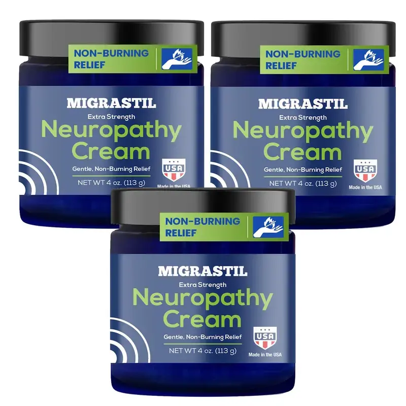 3 Pack Migrastil Neuropathy Cream - Soothing Cream for Feet, Legs, Hands, Etc. Aloe Shea Butter Gentle Clove Moisturizing Body Care Daily