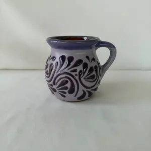 Purple Talavera Handmade 4” Mug with Dark Purple Design