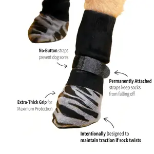 4 Pack Non-Slip Pet Dog Socks, Breathable Outdoor Waterproof Shoes, Silent Indoor Pet Socks for Medium Large Dogs, Nylon Material