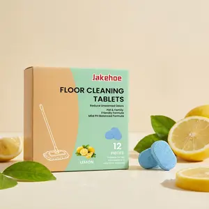 Floor Cleaning Tablets, 12 Pieces Pack, Lemon Scent, Daily Home Floor Cleaner, Stain Removal, Fresh Fragrance, Convenient Care Tablets