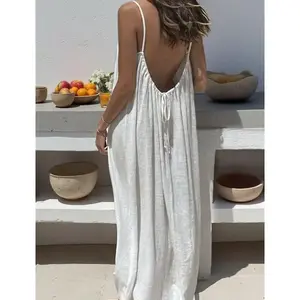 2026 New Arrival Women s Spaghetti Strap Coat Backless Loose Homewear Dress Cross border Fashion