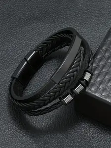 Men's Vintage Hand-woven Multi-layer Beaded Bracelet, Punk Style Magnetic Bracelet, Fashionable Jewelry for Men for Daily & Party Decoration, Trendy Stack Bangle, Fashion Bracelets