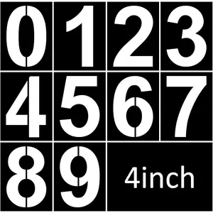 4 Inch Reusable Plastic Number Stencils Digital Painting Templates for Cake and Address Use