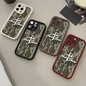 Camo Cross Jesus Saves Phone Case TPU Shockproof Outdoor Cover for iPhone 17 Air 17 Pro 16 Pro 15 Pro Max 14 Plus 13 Pro 12 11 Pro XS Max X XR Protective Cellphone