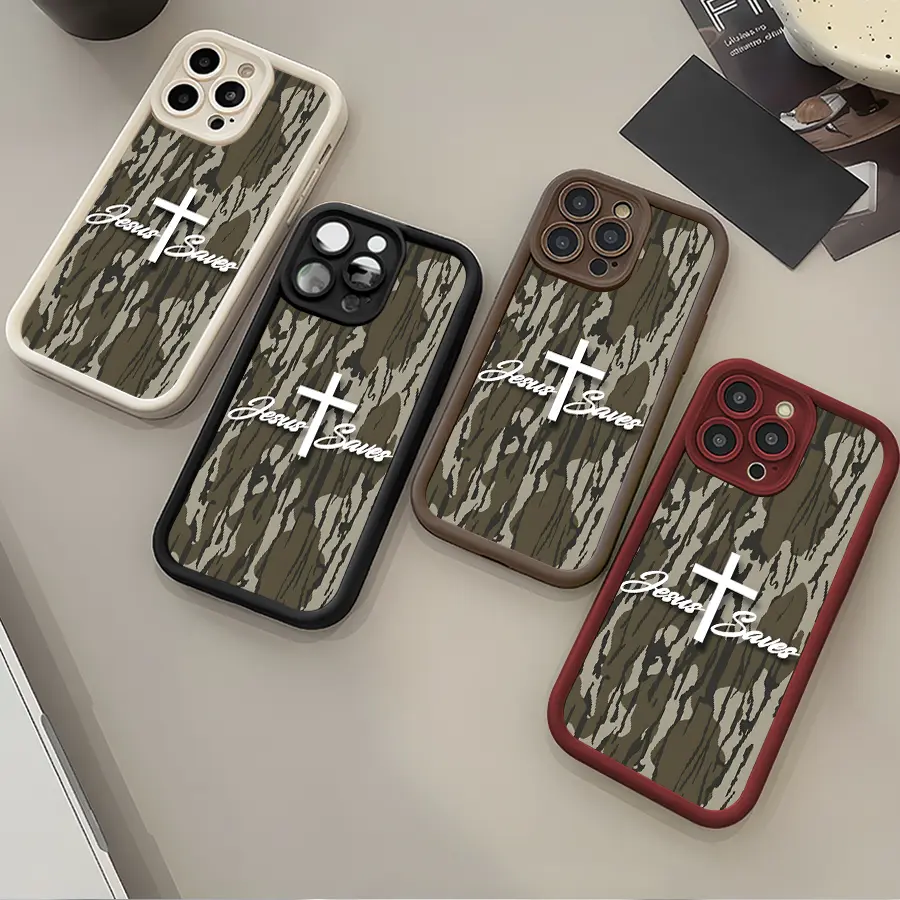 Woodland Bark Camo Jesus Saves Phone Case by CasePop