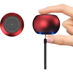 Portable Mini Speaker, Bluetooth Tiny Speaker,Wireless Micro Speaker for Phone/PC/Tablet, Rechargeable Battery, Built-in Microphone, Cute Mini Speaker with Strap to Carry, Red