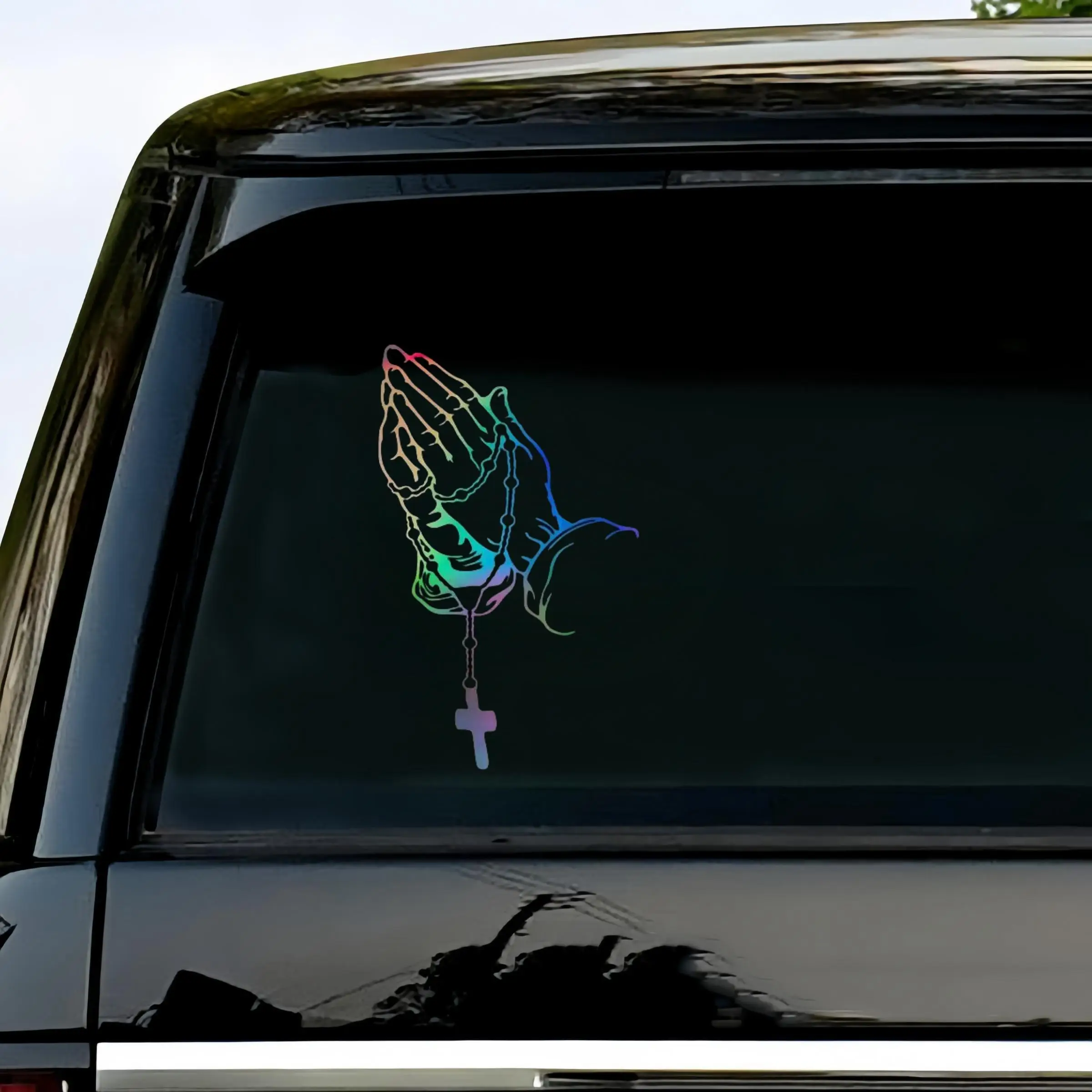 Prayer gesture sticker, laser model, exterior decoration accessory for cars, suitable for car and motorcycle decorations
