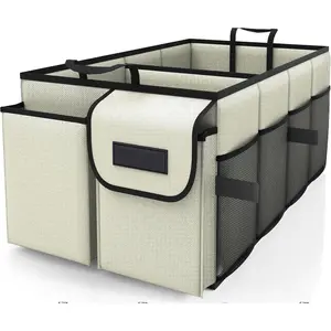 Trunk Organizer for Car - Large-Capacity Car Organizer, Foldable Trunk organizer for SUVs & Sedans, Sturdy Car Organization for Car Accessories, Tools, Sundries, 2 Compartments