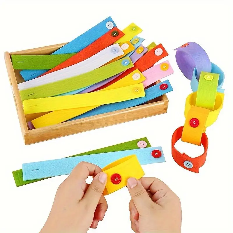 Felt button wristband DIY (10 pcs), Montessori early education operation  puzzle self-made toy teaching tool, learning button wristband set,  educational fine motor skills development toy, multiple colors - TikTok Shop