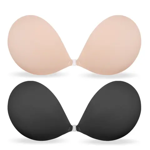 Women's Silicone Push-Up Strapless Sticky Adhesive Bra - Invisible, Backless, Plunge, Wire-Free Nipple Cover Minimizer Underwear for Leisure Wear