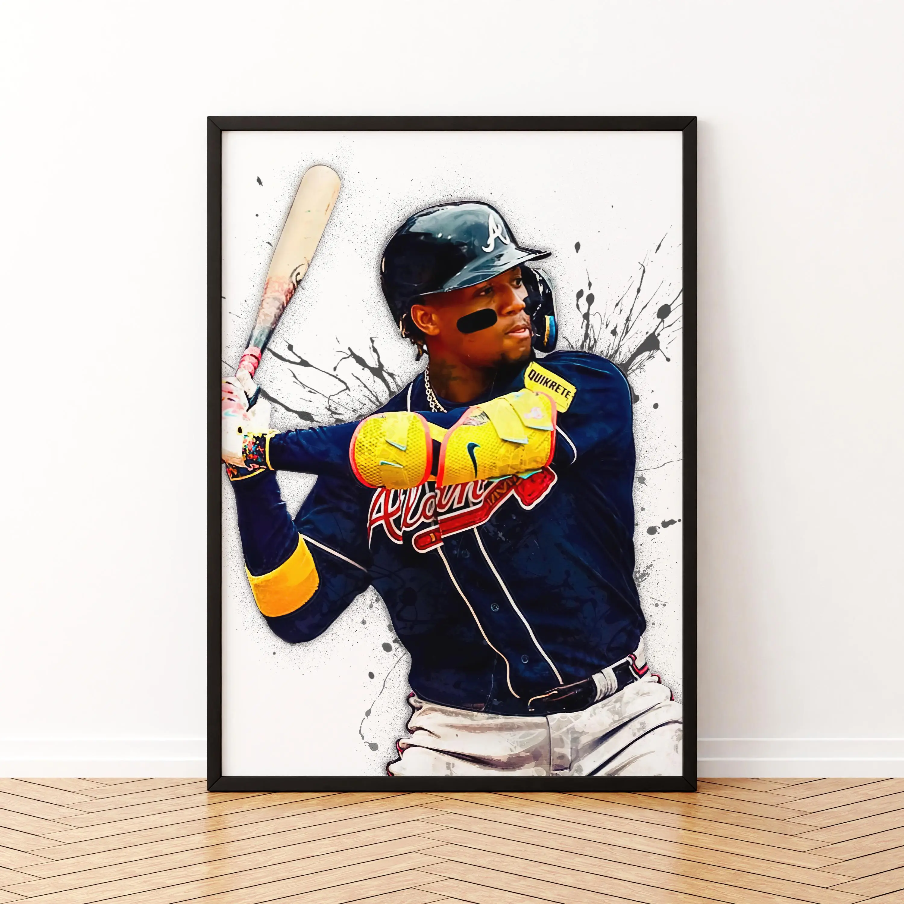 [ Sale Up To 30% ] [UNFRAMED] Ronald Acuna Jr Baseball Canvas Wall Art, Baseball Player Poster, Sports Room Decor, Man Cave Wall Decor, Athlete Gift for Baseball Fans