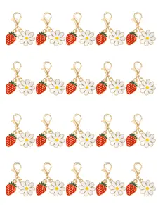 20 Pcs Daisy Strawberry Keychain Set, Colorful Flower Bag Charm, Daily Backpack Accessory, Shoe Decor, Women's Fashion Pendant