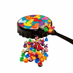 50 Clear Glittery Duckies Filler Bingo Chips with Magnetic Wand and Holding Container Cute Set Night Party Game Patitos Para Llenar Las Cartas de Loteria con Pala Magnetica y Corcholata