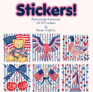 Patriotic Sticker Pack, 6-Count Scrapbooking & Stamping Stickers for DIY Toys & Hobbies