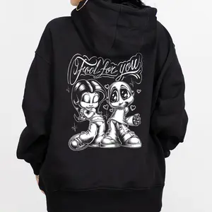 Fool For You Design Unisex Oversized Long Sleeve Streetwear Graphic Hoodie - Comfortable Digital Printed Soft Tops, Chicanos Cholo Mexican Outfits for Outdoor Use