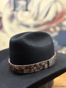 Hat Band - Cow Hide - Brown/Black - Square Buckle