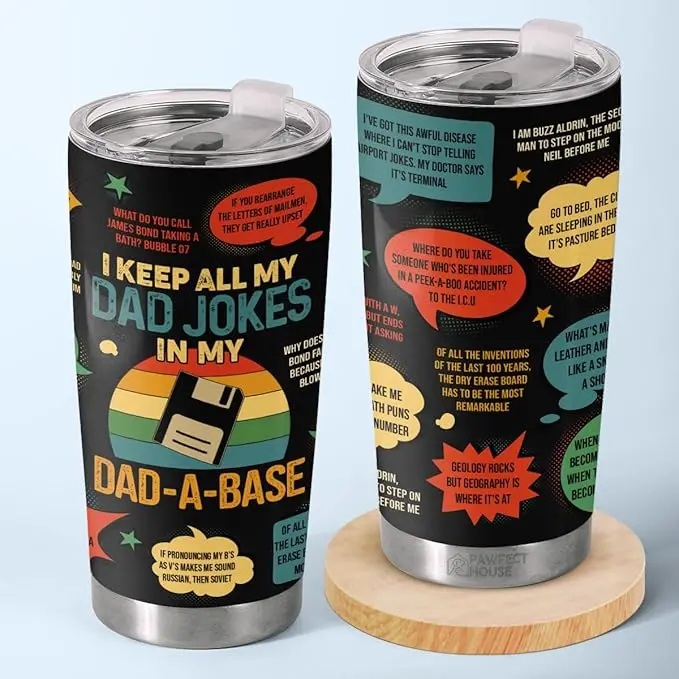BNB Father’s Day Tumbler Gift – 20oz Super Dad Cup from Daughter or Son, Funny Dad Nutrition Facts Travel Mug, Birthday or Father’s Day Gift for Best Dad Ever