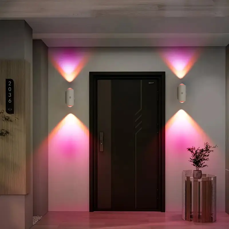 USB Rechargeable LED Night Light, RGB Sunset Gradient Wall Mounted Light with Move Sensor, Adjustable Ambient Wall Light for Entrance, Bedroom, Desk,