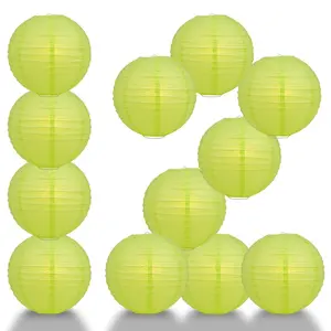 12-Pack 20 Inch Light Lime Green Parallel Ribbing Round Paper Lantern