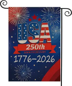 250 Anniversary Usa Garden Flags for Outside, 250 Anniversary USA Flag with Fireworks Design,  1776-2026 Patriotic 4th of July Decorations Yard Sign Double-Sided Waterproof Flag 12x18 Inch 250 Year American Flag