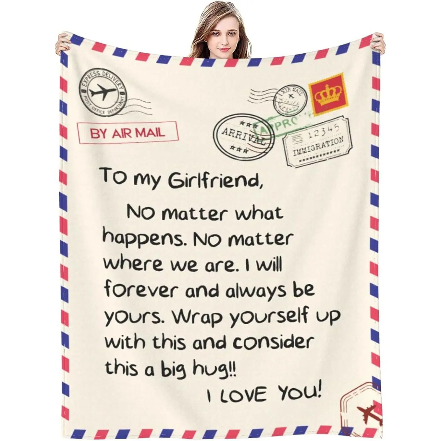 Customized Multi-Size Polyester Fleece Throw Blanket - Personalised Print, Soft Indoor/Outdoor Bedding for Women Anniversary Birthday Gift