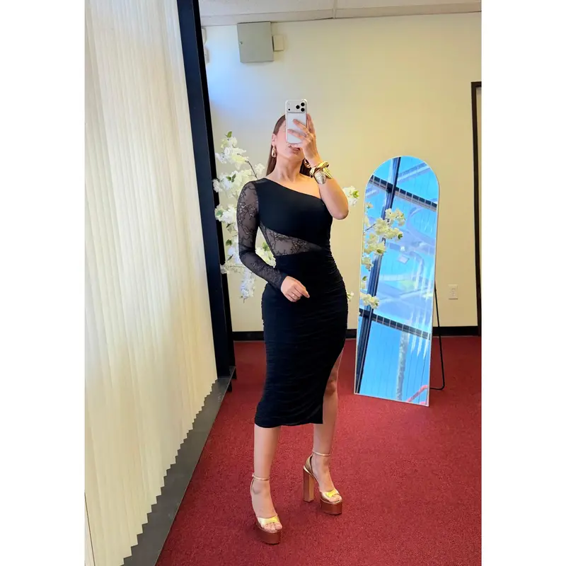 black lace dress singapore - TikTok Shop