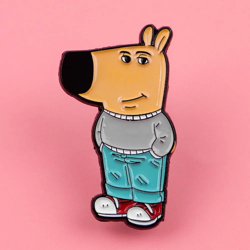Funny Chill Guy Animal Cartoon Metal Brooch - Fashion Cosplay Costume Jewelry Accessory, DIY Specialty Supply Corsage Pin, 1 Size, As Pictured Color, One Size, As The Picture Color
