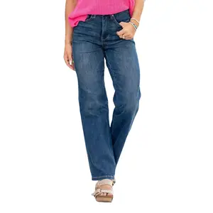 Judy Blue Tummy Control High Waist Classic Relaxed Straight Leg Jeans 88869, 4 way stretch, 32" inseam, Womenswear Denim Bottom Comfortable Chic Hip