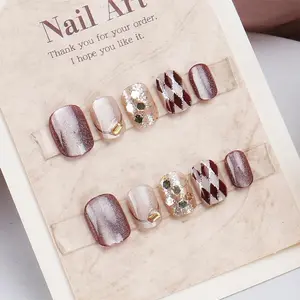 Short Square Fake Nails, 30pcs/set Glitter Press on Nails with Nail File & Tape, Removable Nail Art Artificial Full Cover, Women Girls DIY Manicure, Glittering Fake Nails