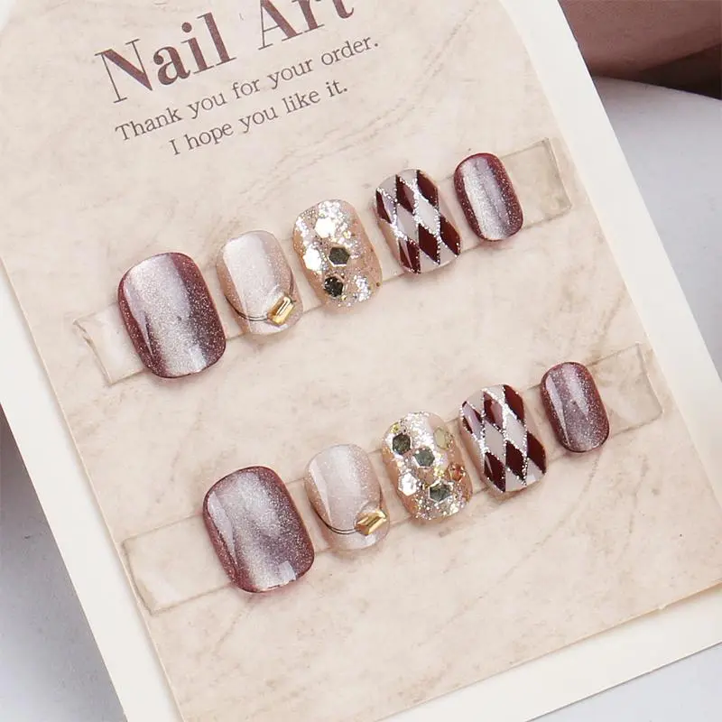 Short Square Fake Nails, 30pcs/set Glitter Press on Nails with Nail File & Tape, Removable Nail Art Artificial Full Cover, Women Girls DIY Manicure, Glitter Decorative Nails, Glittering Fake Nails