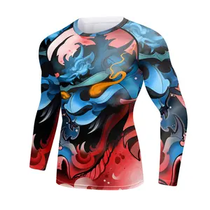 Men's Multi-Size Compression Graphic Print Rashguard - Soft, Cool UV Protection Sleeves Gym Shirt for Jiu Jitsu, Outdoor Sports