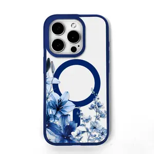 Blue Floral Lily Phone Case， Elegant Botanical Style for iPhone 17 16 15 14 13 12 11 Plus Pro Max. A12