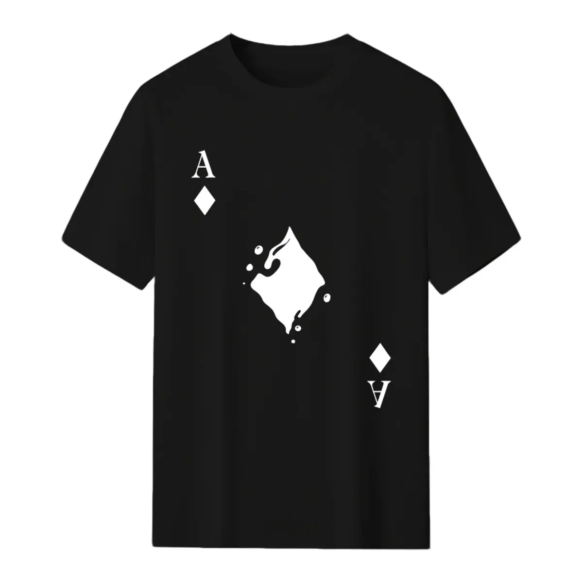 Men's 100% Cotton Short-Sleeve Sports Top - Ace of Spades Graphic Print, Round Neck, Regular Fit, Streetwear Casual Wear