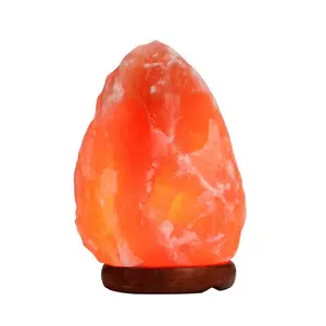 USB Himalayan Salt Lamp with Touch Dimming Control, Natural Crystal, Wooden Base, LED Bulb, Modern Mood Lighting, Dimmable Night Light, Room Decor, Home Decoration, Relaxing Atmosphere Gift
