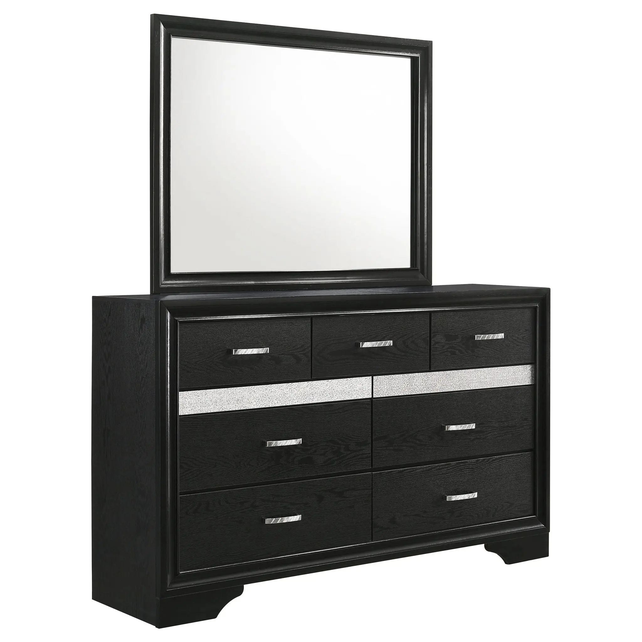 Annie - 7 Drawer Dresser With Mirror - Black