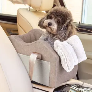 Car Seat for Small Dogs Car Center Console Seat Pet Booster Seat Car Seat for Small Dogs (Champagne + Khaki)