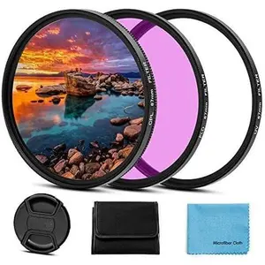55mm Filter Kit Universal UV CPL FLD Filter Set UV Protection Filter Circular Polarizing Filter Fluorescent Filter with Lens Cap Replacement for    Pentax Olympus Fuji Camera