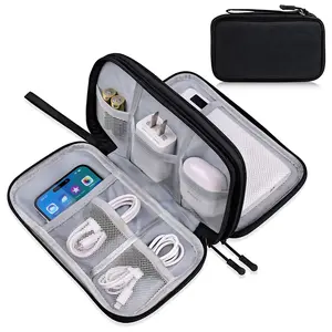 Travel Cable Organizer Pouch, Portable Double-Layer Waterproof Electronic Accessories Storage Bag for Chargers, Cords, Earphones & Phone Accessories