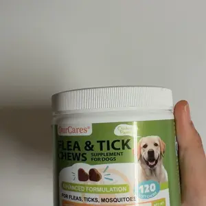 OURCARES Collarfree Flea & Tick Prevention Soft Chew Treats for Dogs - 120/60 Count Chicken Bites, Plant-Based Health Supplements with Vitamins, Probiotics, Coconut Oil, Flaxseed, Fish Oil, Gluten-Free, Universal for All Breeds & Ages